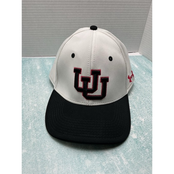 Under Armour Utah Utes White Black Hat Cap Size‎ M Adult Flat Fit - Picture 1 of 11